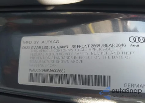2021 Audi S5 Sportback Premium Plus Tfsi Quattro Tiptronic from USA, damaged, VIN WAUC4CF59MA008682